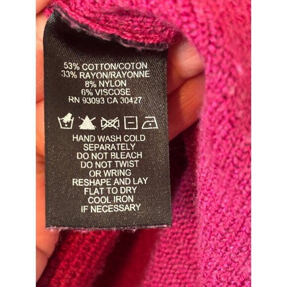 Nic+Zoe Hot Pink Open Front Lightweight Knit Cardigan Sweater Womens Size M - Picture 6 of 9